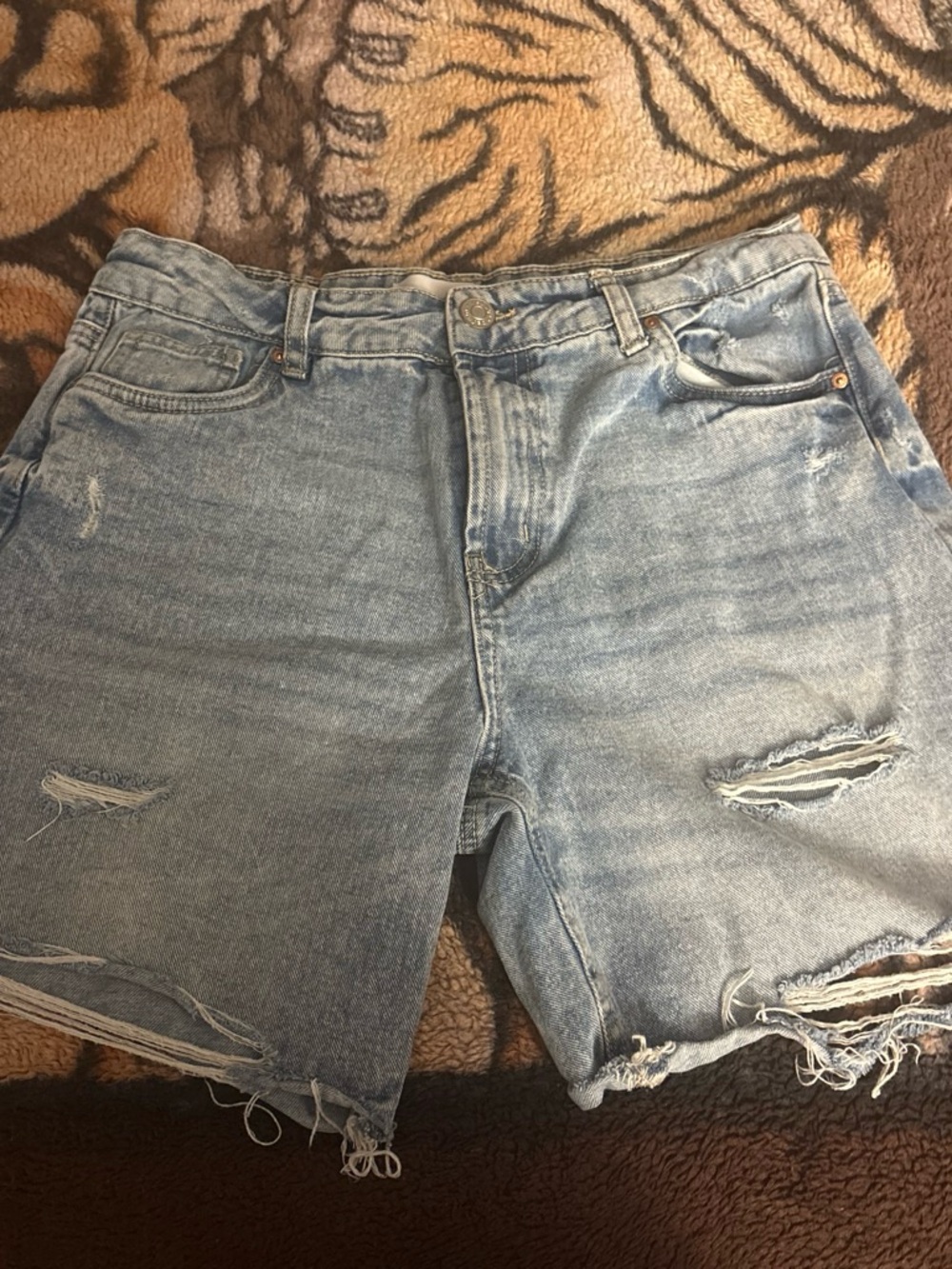 refuge Distressed Light Blue Denim Cutoff Shorts